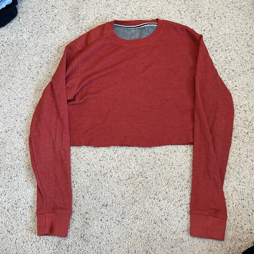 rusty red cropped thermal long sleeve